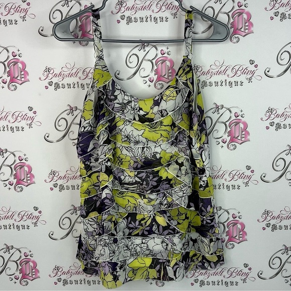 cleo Tops - Cleo tank top ruffle frilly tiered flowers Multicolor Floral Camisole